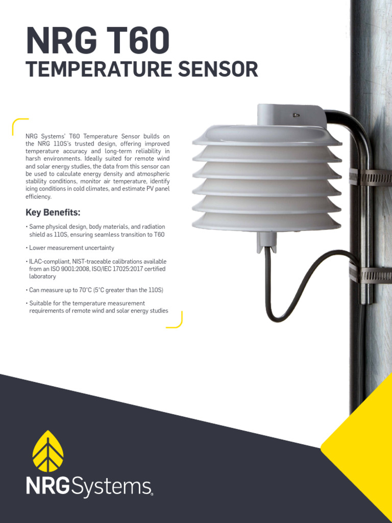 NRG T60 Temperature Sensor Overview | PDF | Sensor | Temperature