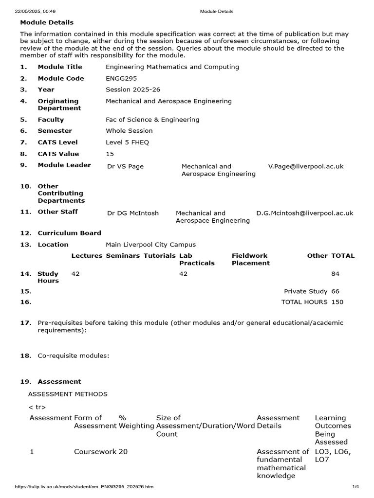 Engineering Mathematics Module ENGG295 | PDF | Equations | Ordinary ...