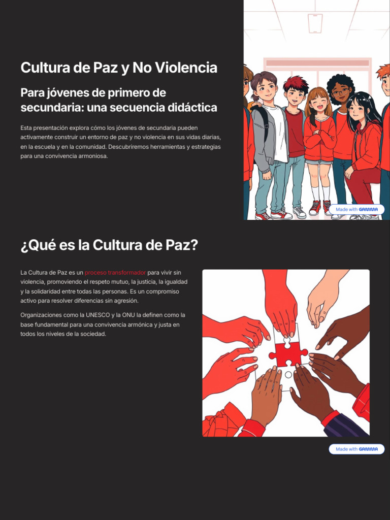Cultura de Paz para Jóvenes de Secundaria | PDF | Paz | Violencia