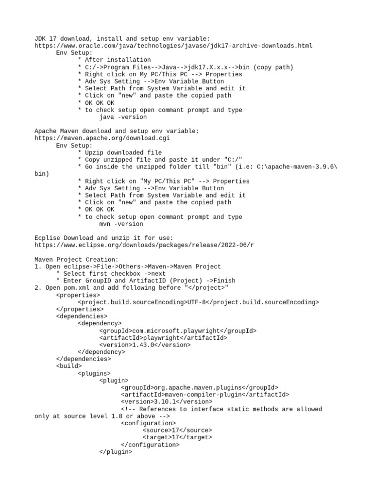 Setup For Automation Selenium or Playwrite | PDF | Software | System ...