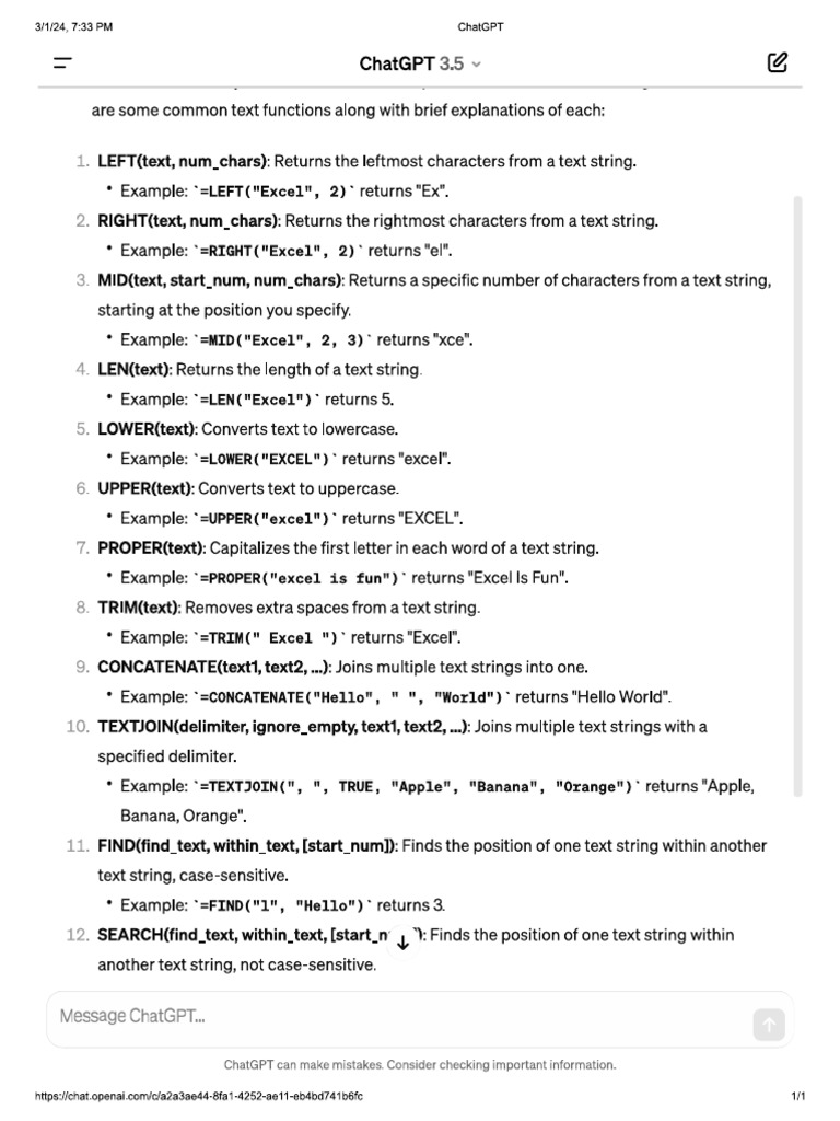 Excel Text Function | PDF