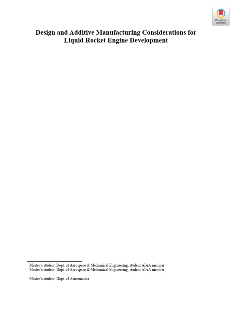 Additive Manufacturing for Rocket Engines | PDF | 3 D Printing | Rocket ...
