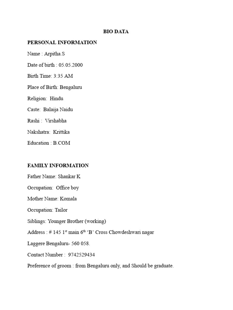 Bio Data-2 | PDF
