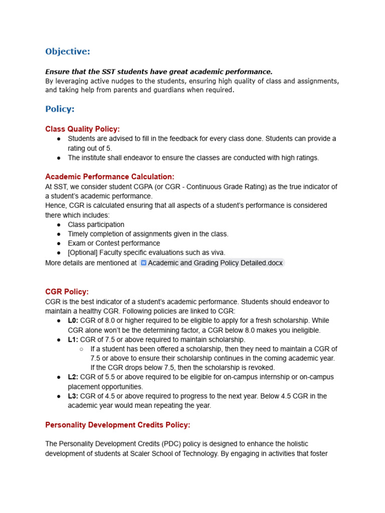SST Academic Performance Enhancement Policy | PDF