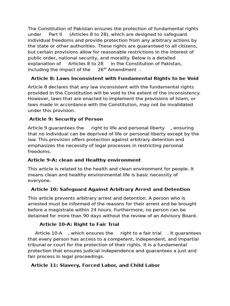 Fundamental Rights in Pakistan's Constitution | PDF | Human Rights ...