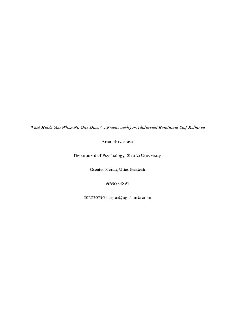 Adolescent Emotional Self-Reliance Framework | PDF