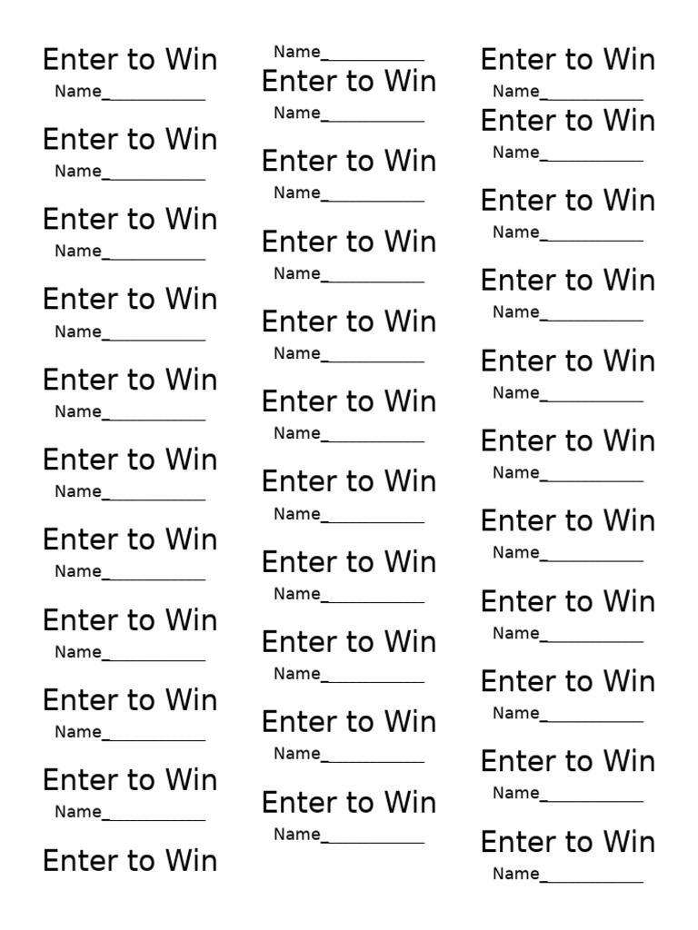 Enter to Win Contest Entry Form | PDF
