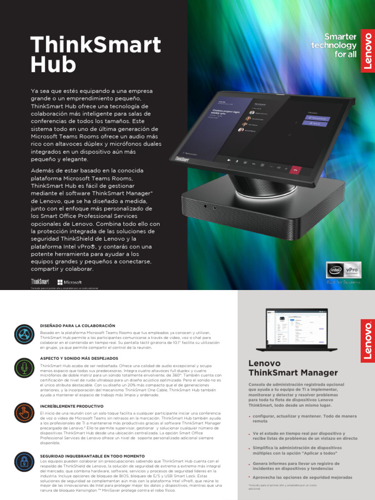 ThinkSmart Hub: Colaboración Eficiente en Reuniones | PDF | Lenovo ...