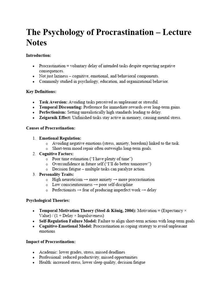 The Psychology of Procrastination | PDF | Professional Skills ...