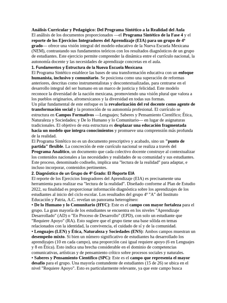 Análisis Curricular y Pedagógico | PDF | Plan de estudios | Maestros