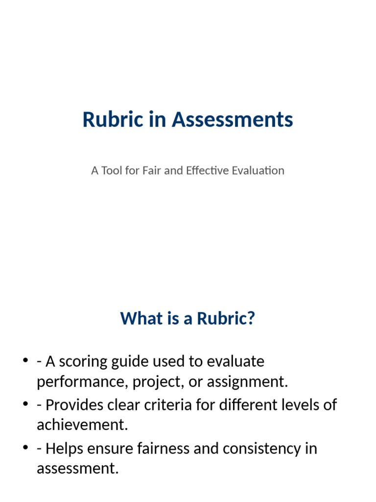 Effective Rubrics for Fair Assessments | PDF