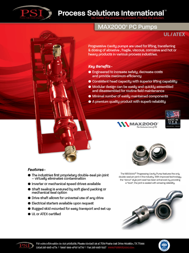 MAX2000® Progressive Cavity Pumps Overview | PDF | Pump | Manufactured ...
