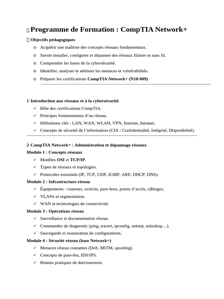 Formation CompTIA Network+ et Cybersécurité | PDF | Pare-feu ...