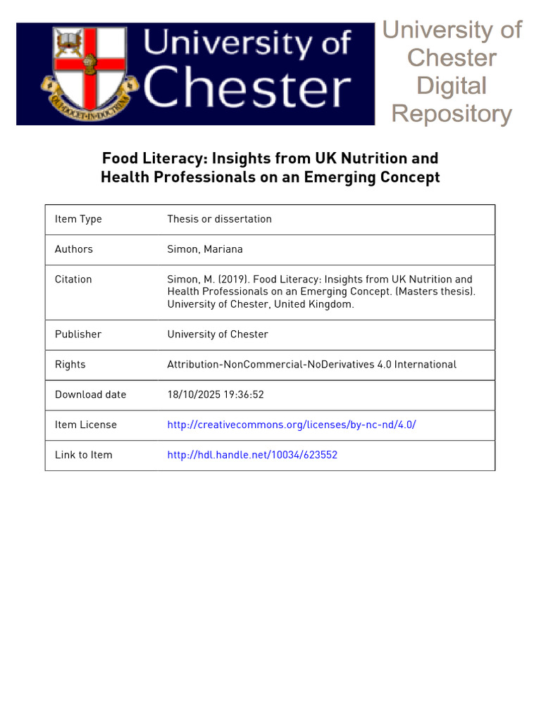 Food Literacy - Insights ChRep | PDF | Well Being | Literacy