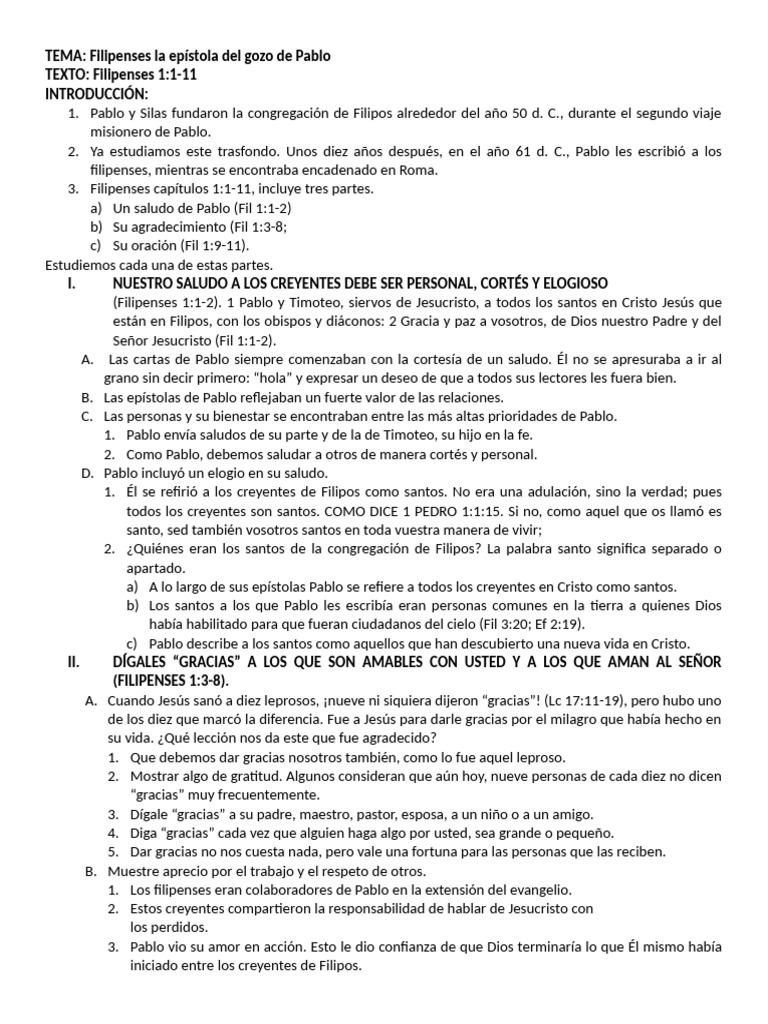 Filipenses: El Gozo y la Oración de Pablo | PDF | Epístola a los ...