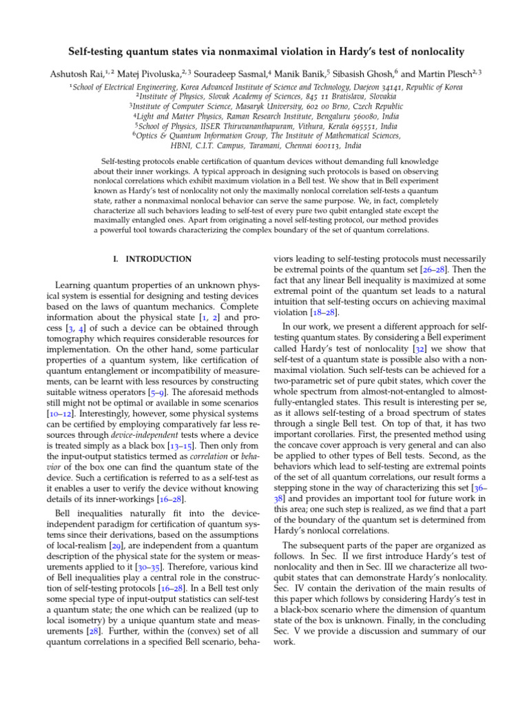 Self-Testing Quantum States Via Nonmaximal Violation in Hardy's Test of ...