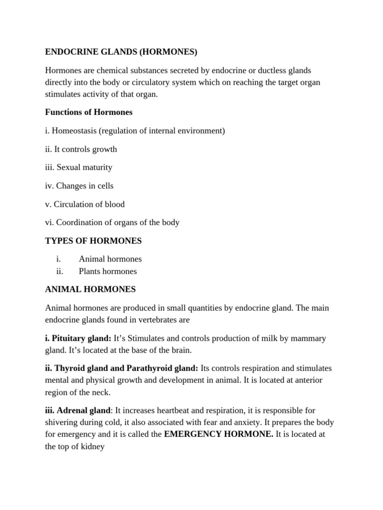 Classnotes Student 4841255537 Endocrineglands | PDF | Hormone ...