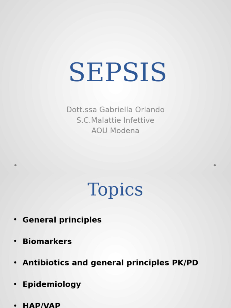 Lezione Sepsi AR 2 Feb 2023 | PDF | Sepsis | Methicillin Resistant ...
