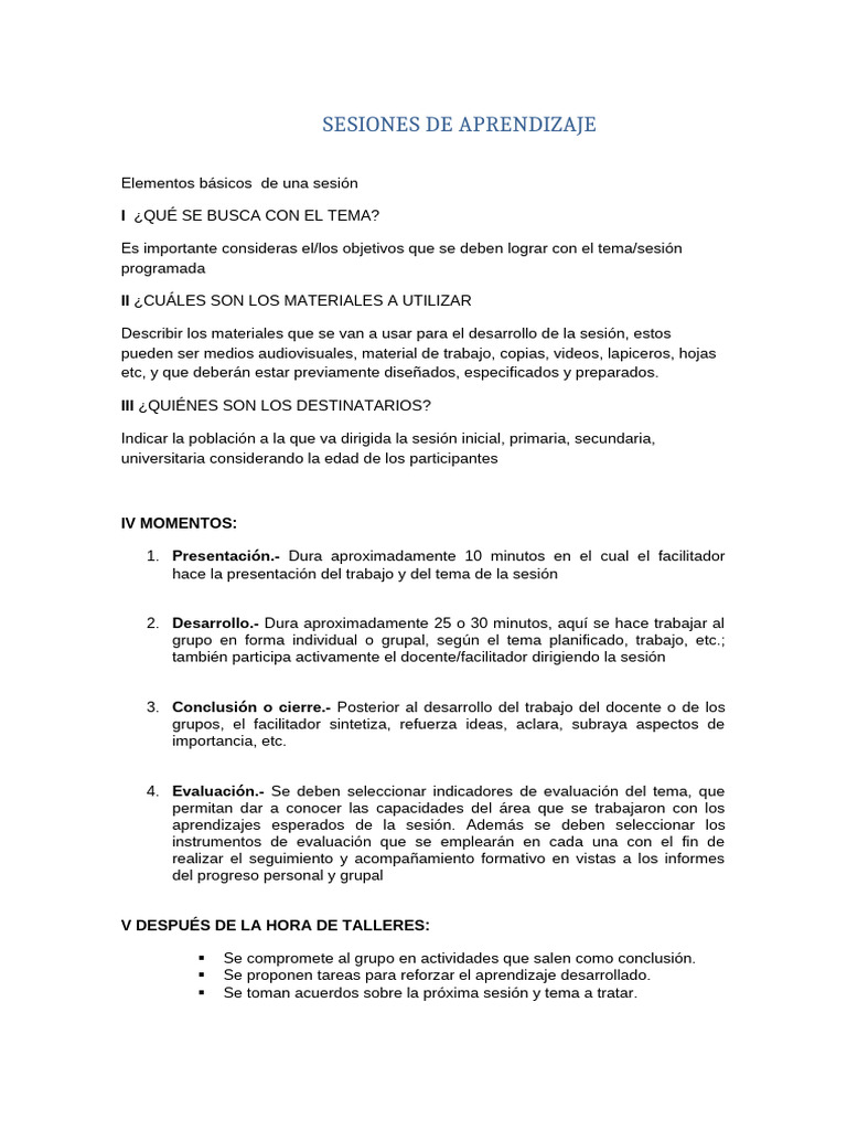 Guía para Sesiones de Aprendizaje Efectivas | PDF | Aprendizaje | Cognición