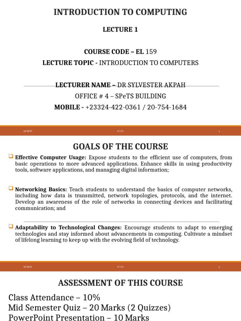 Lecture 1 Introduction To Computers | PDF | Computer Data Storage ...