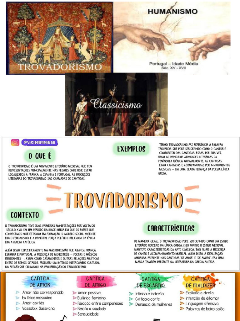 Slide - Trovadorismo, Humanismo e Classicismo | PDF