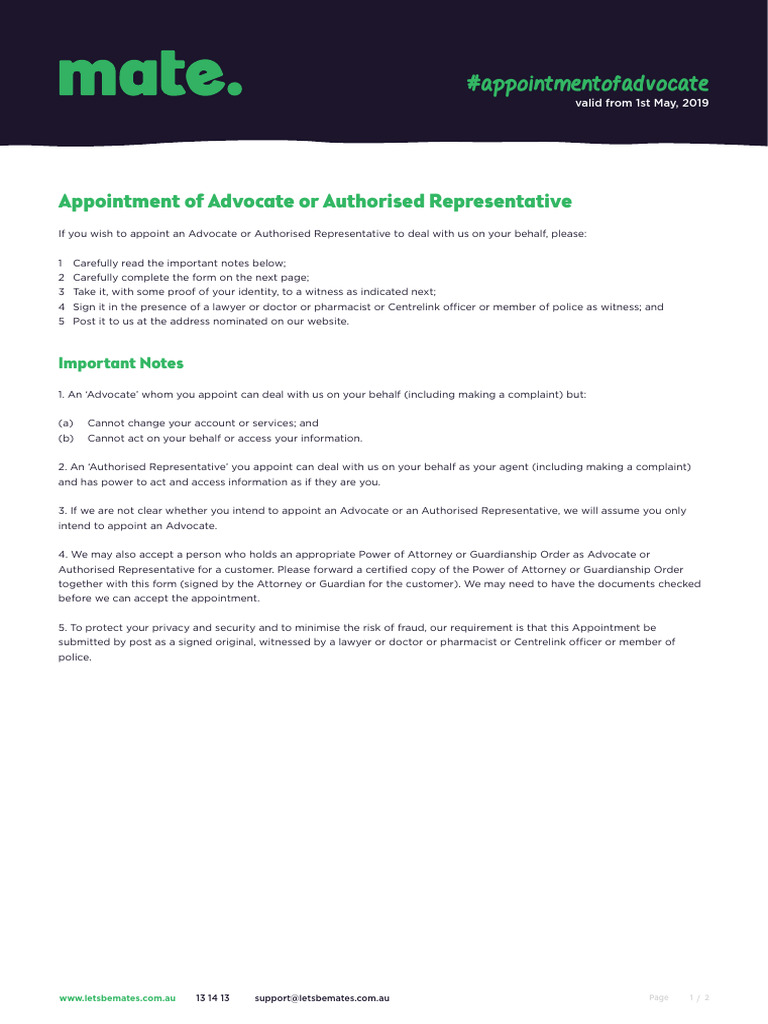 Mate - Communicate - Cis - Appointment of Advocate | PDF | Power Of ...