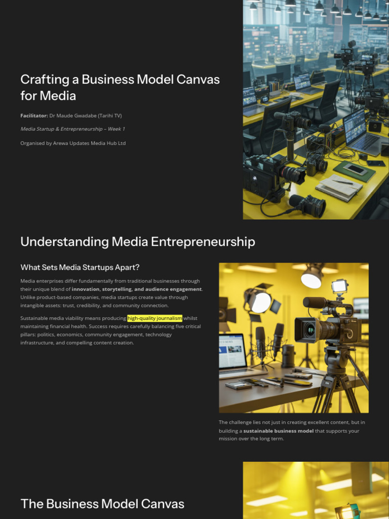 Business Model Canvas for Media Startups | PDF | Business Model ...