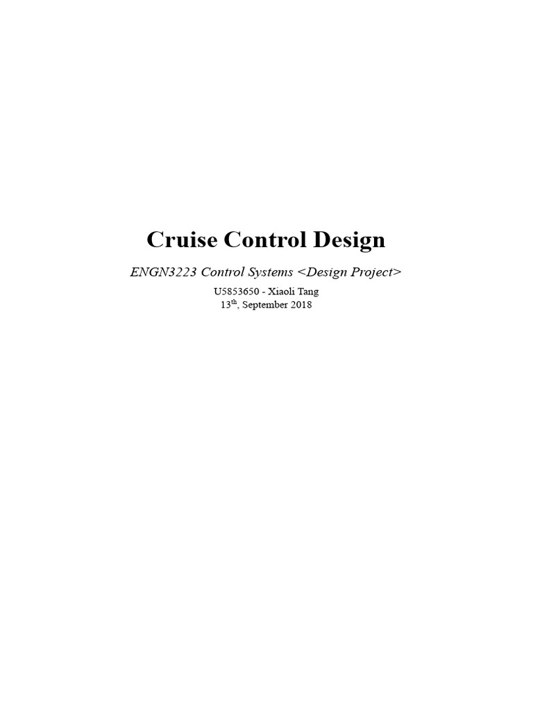 Cruise Control System Design in MATLAB | PDF | Control Theory ...