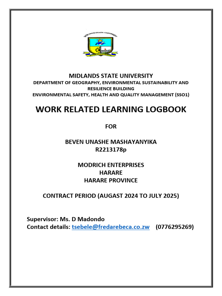 Environmental Safety Management Logbook | PDF | Risk | Occupational ...