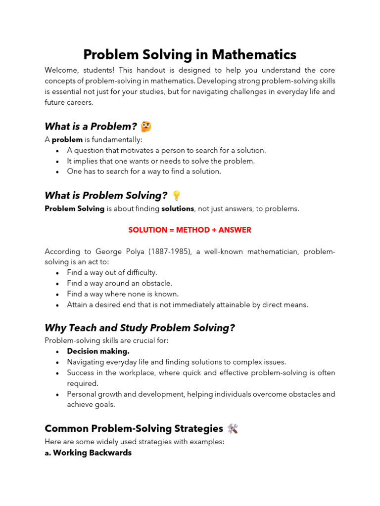 Mastering Math Problem Solving Skills | PDF | Reason | Inductive Reasoning