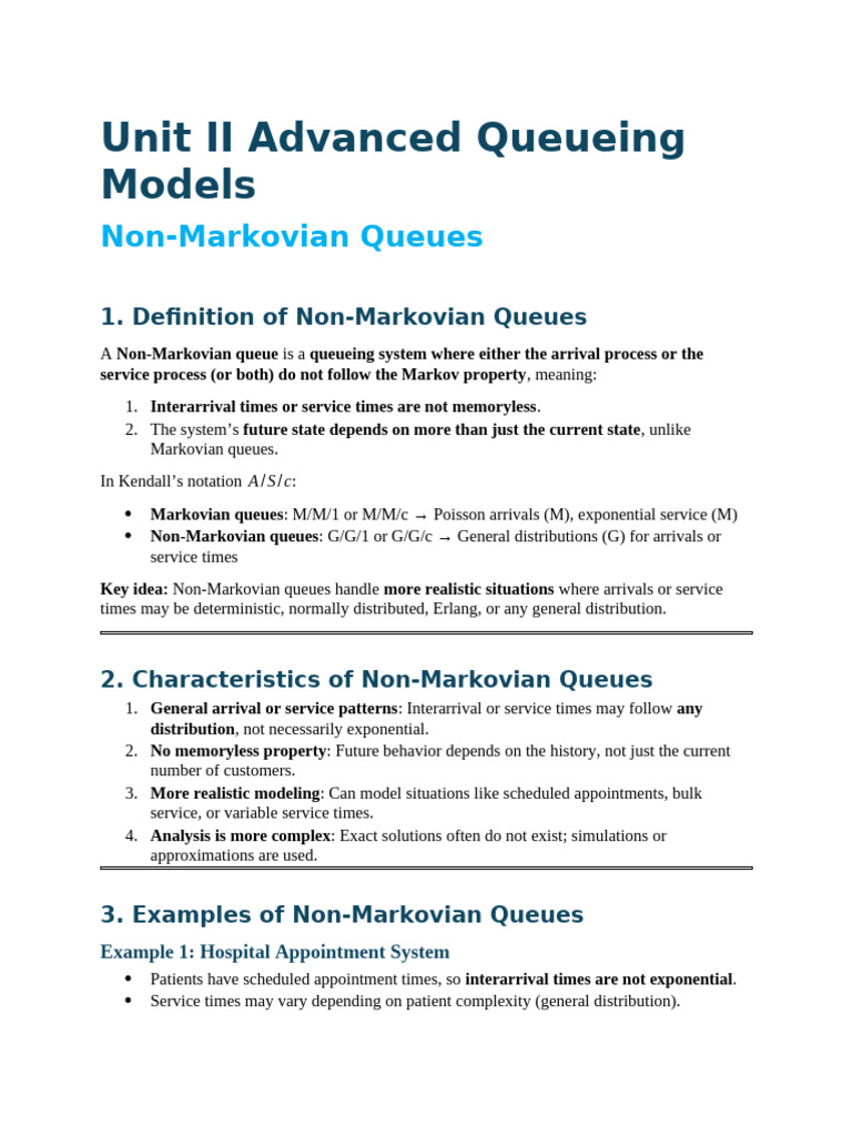 Unit II Advanced Queueing Models | PDF | Applied Mathematics ...