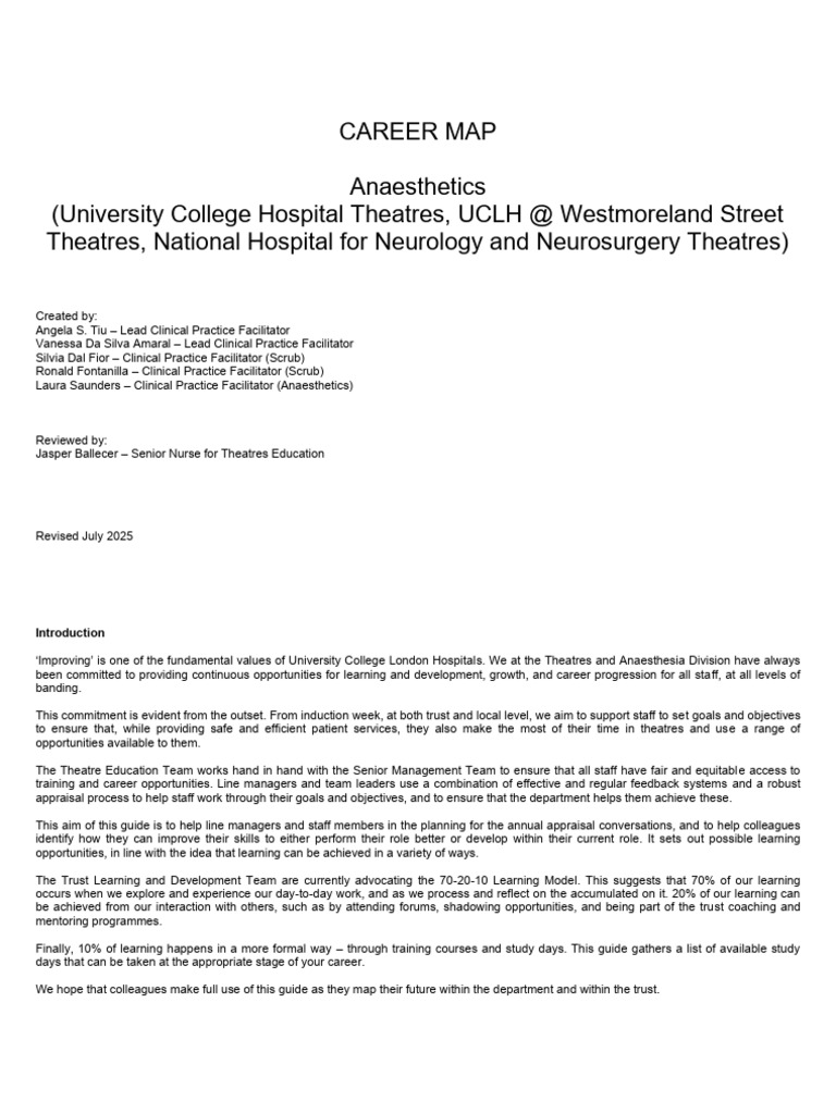 Anaesthetics Career Development Guide | PDF | Mentorship | Nursing