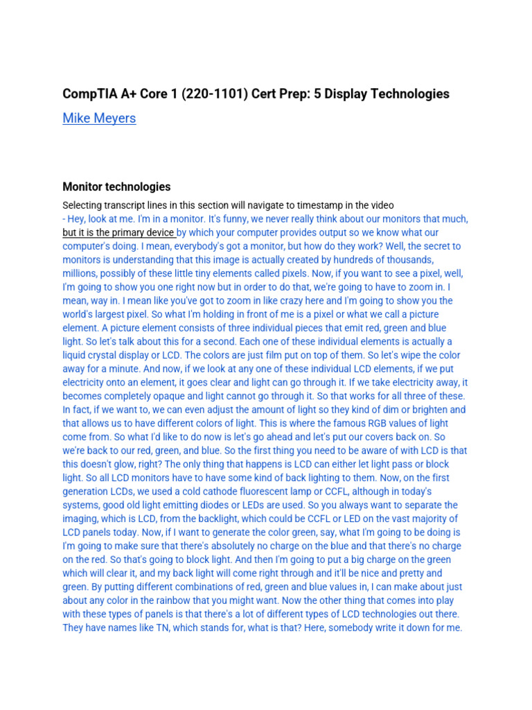 Understanding Monitor Technologies | PDF | Graphics Processing Unit ...