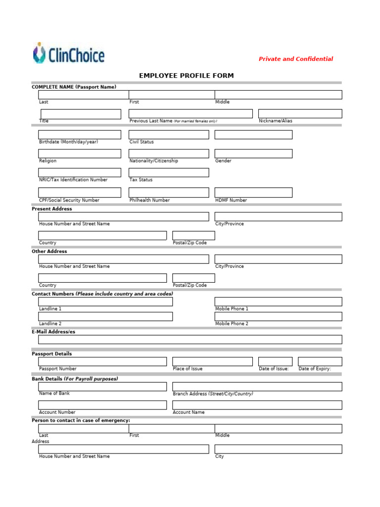 Employee Profile Information Form | PDF