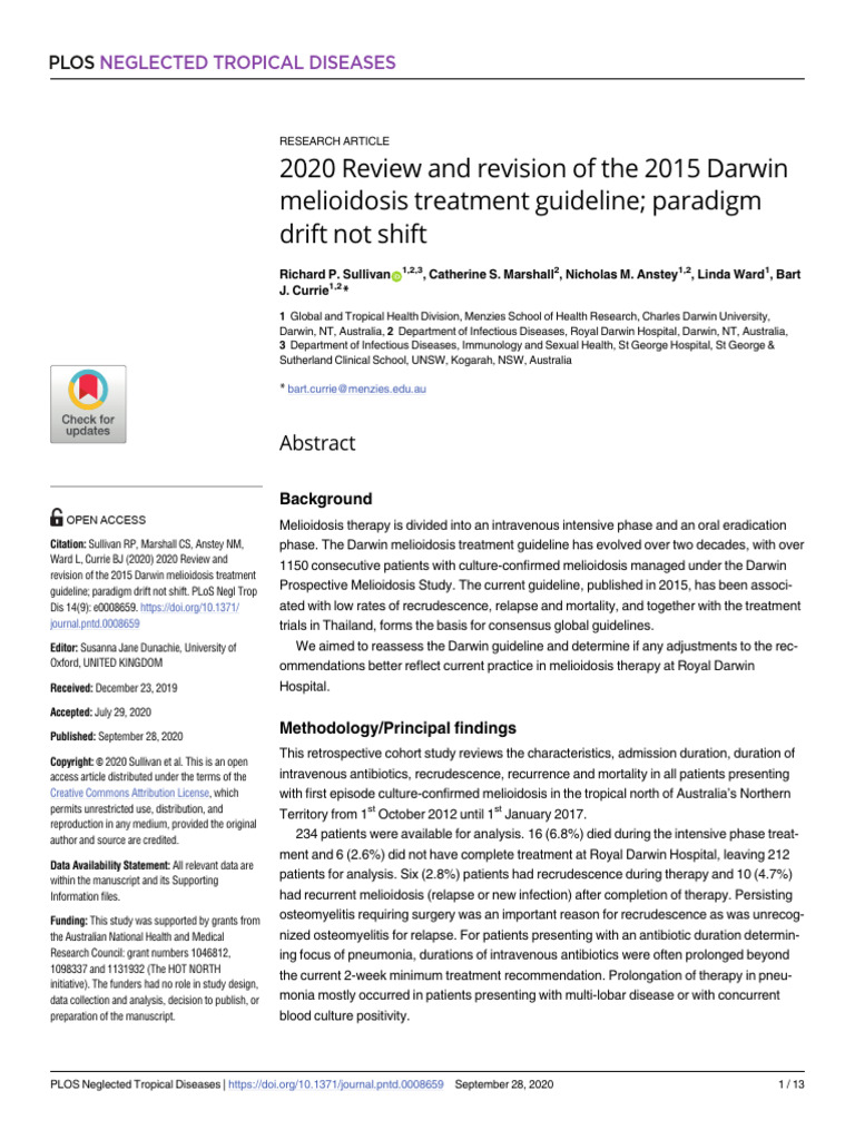 2020 Update on Darwin Melioidosis Guidelines | PDF | Medical ...