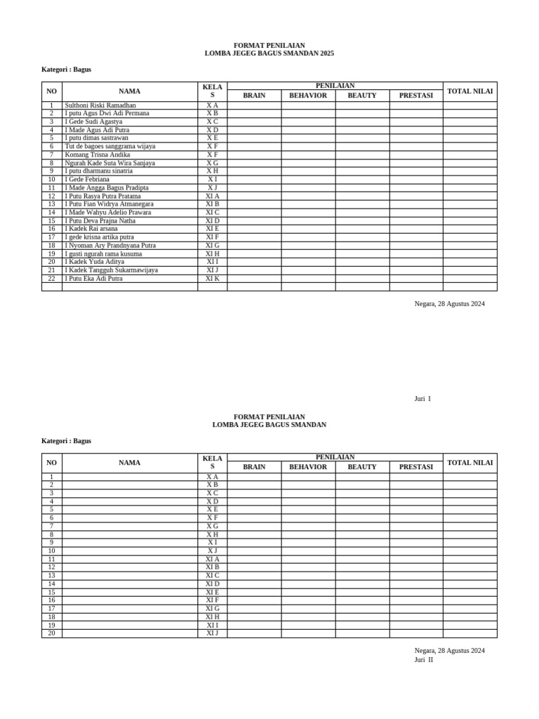 Form Penilaian JBS | PDF