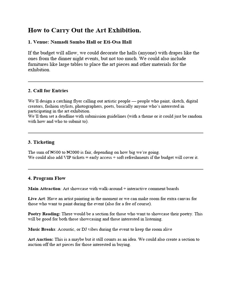 How To Carry Out The Art Exhibition | PDF
