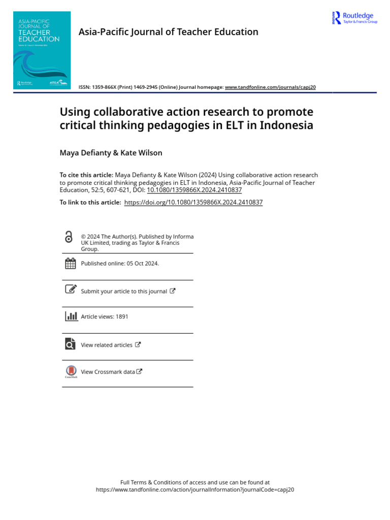 Using Collaborative Action Research To Promote Critical Thinking ...