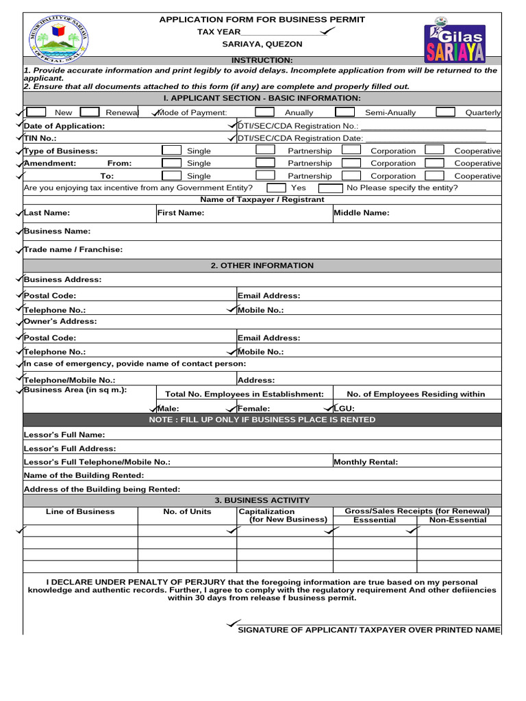 Application Form Business Permit | PDF | Fire Safety | Business