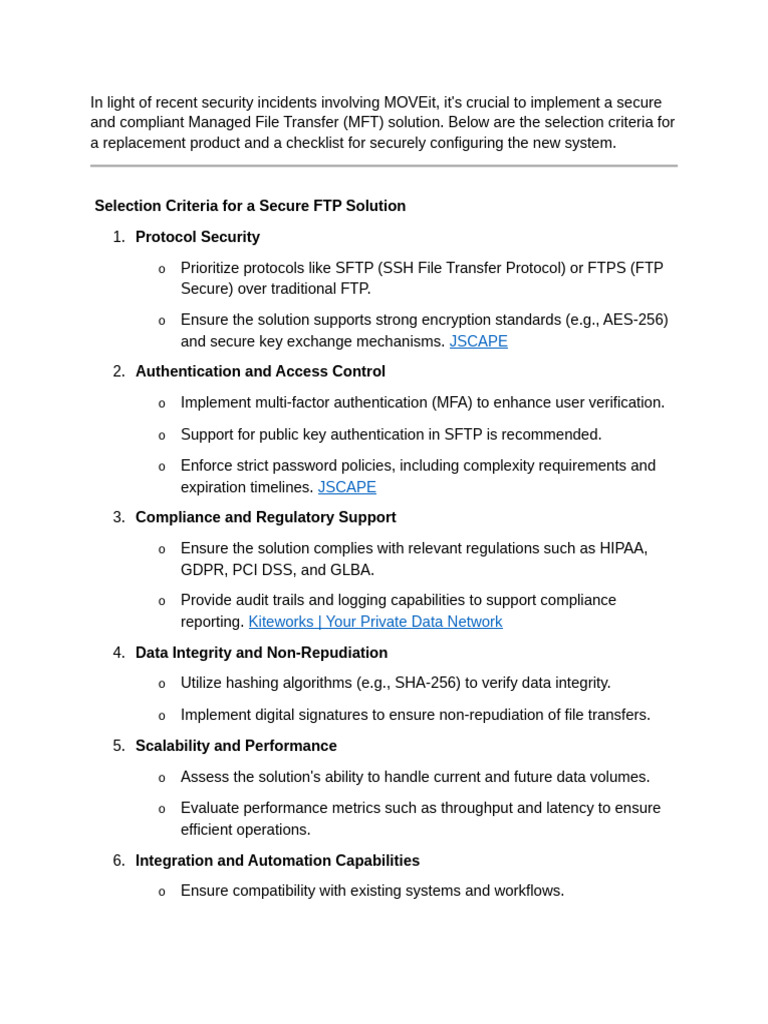Secure MFT Solution Selection Guide | PDF | File Transfer Protocol ...