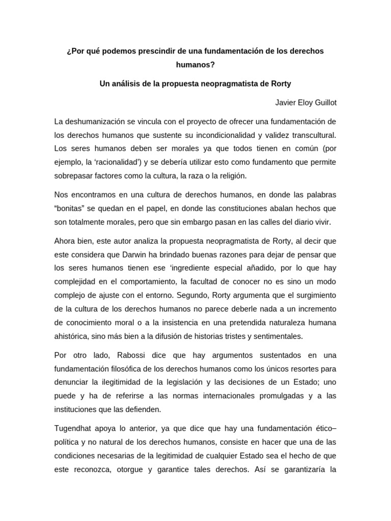 Rorty y la Fundamentación de Derechos Humanos | PDF | Derechos humanos ...