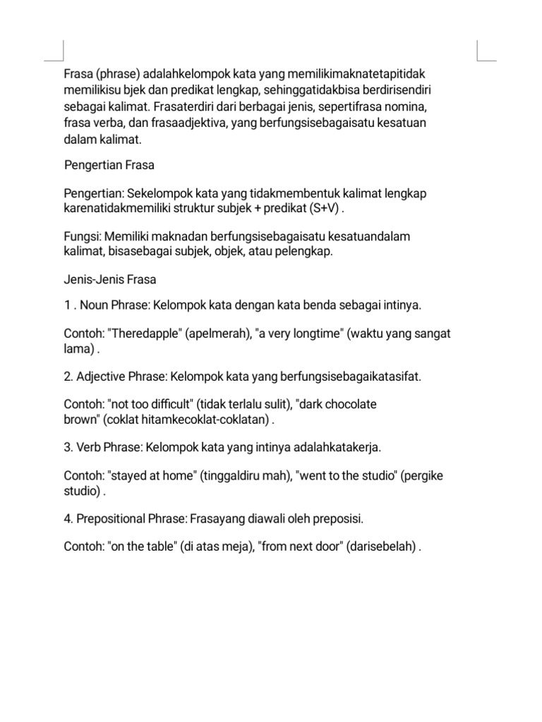 Pengertian dan Jenis-Jenis Frasa | PDF