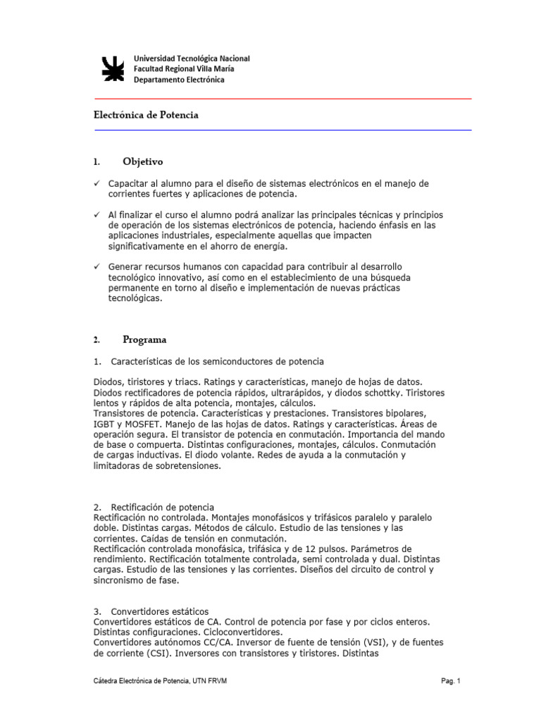 Curso de Electrónica de Potencia UTN FRVM | PDF | Rectificador ...