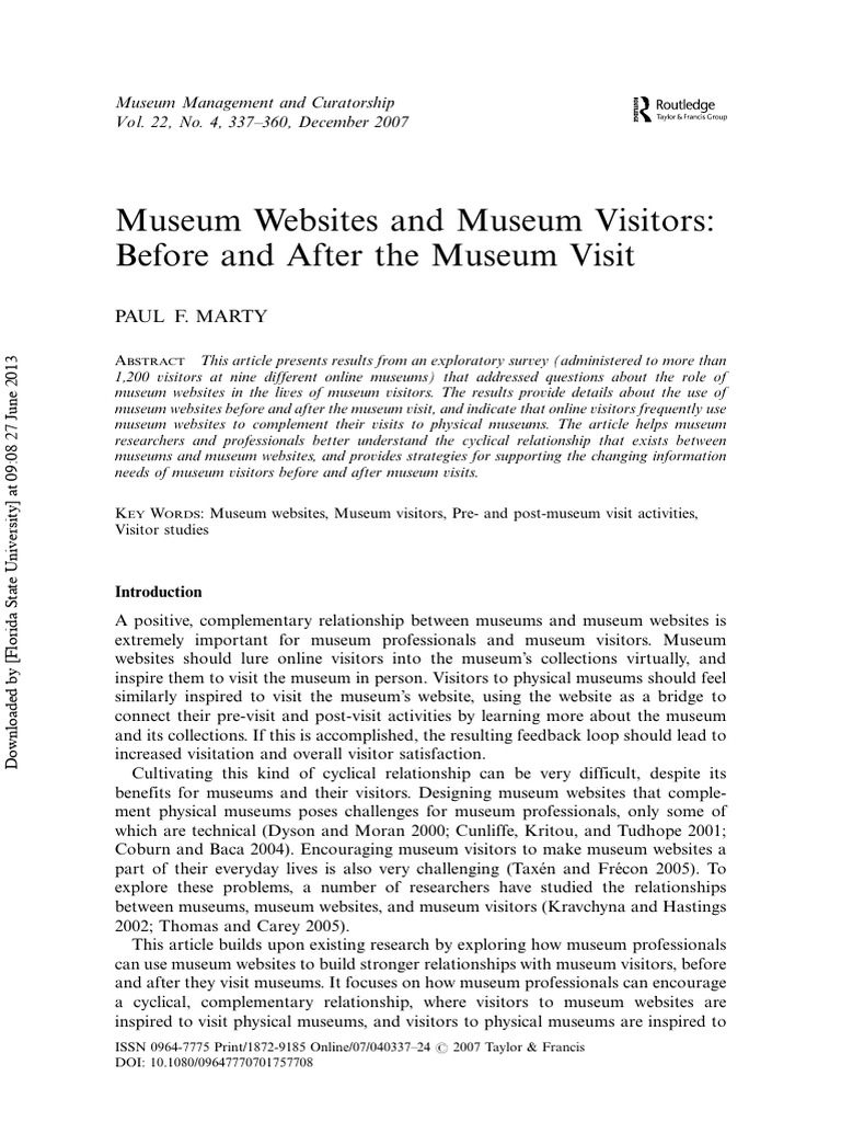 Museum Websites' Impact on Visitor Engagement | PDF | Museum | Statistics