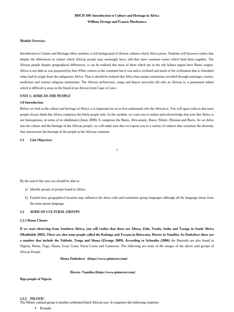 African Culture and Heritage Overview | PDF | East Africa | Africa