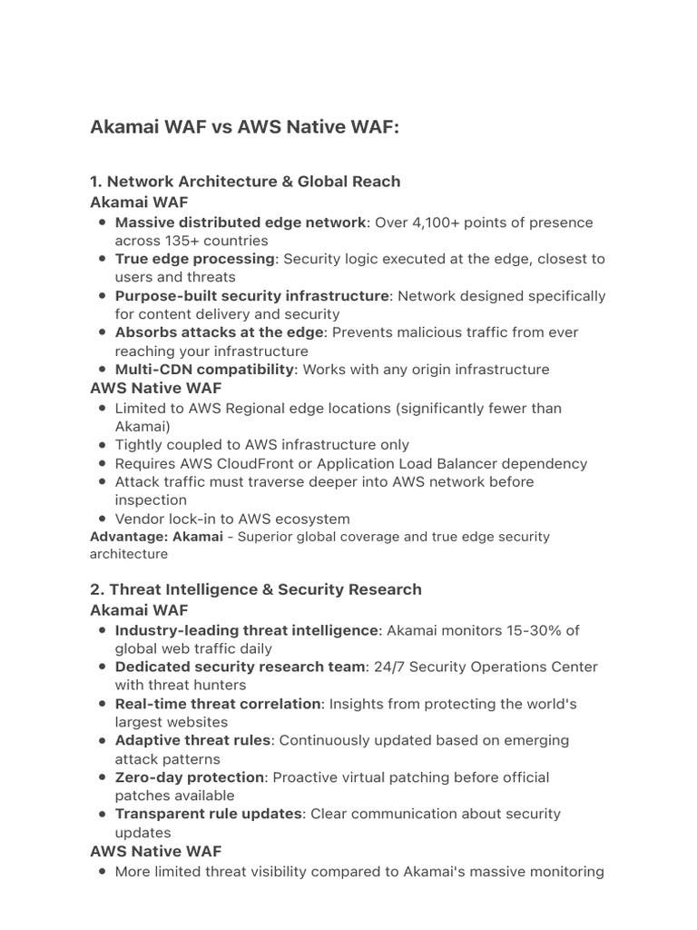 Akamai WAF vs AWS WAF Comparison | PDF | Denial Of Service Attack ...