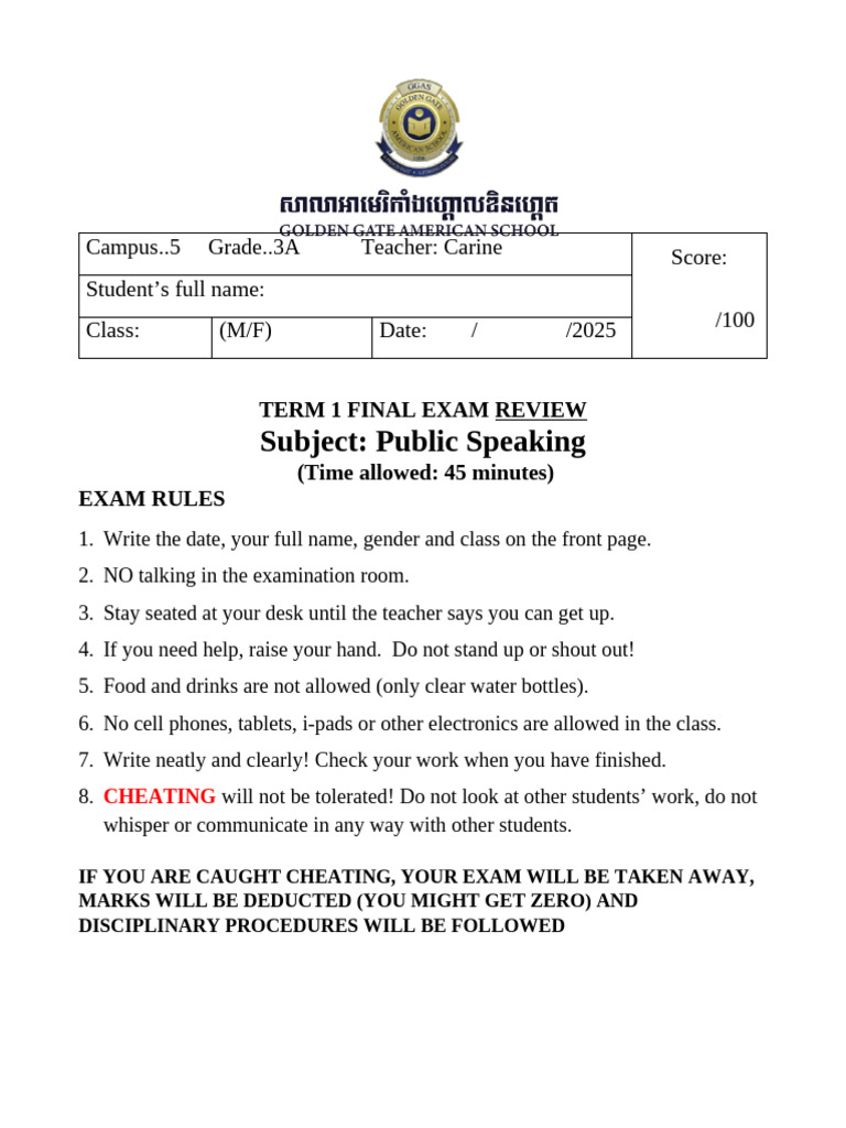Grade 3 English Public Speaking Review | PDF | Chess Theory | Chess