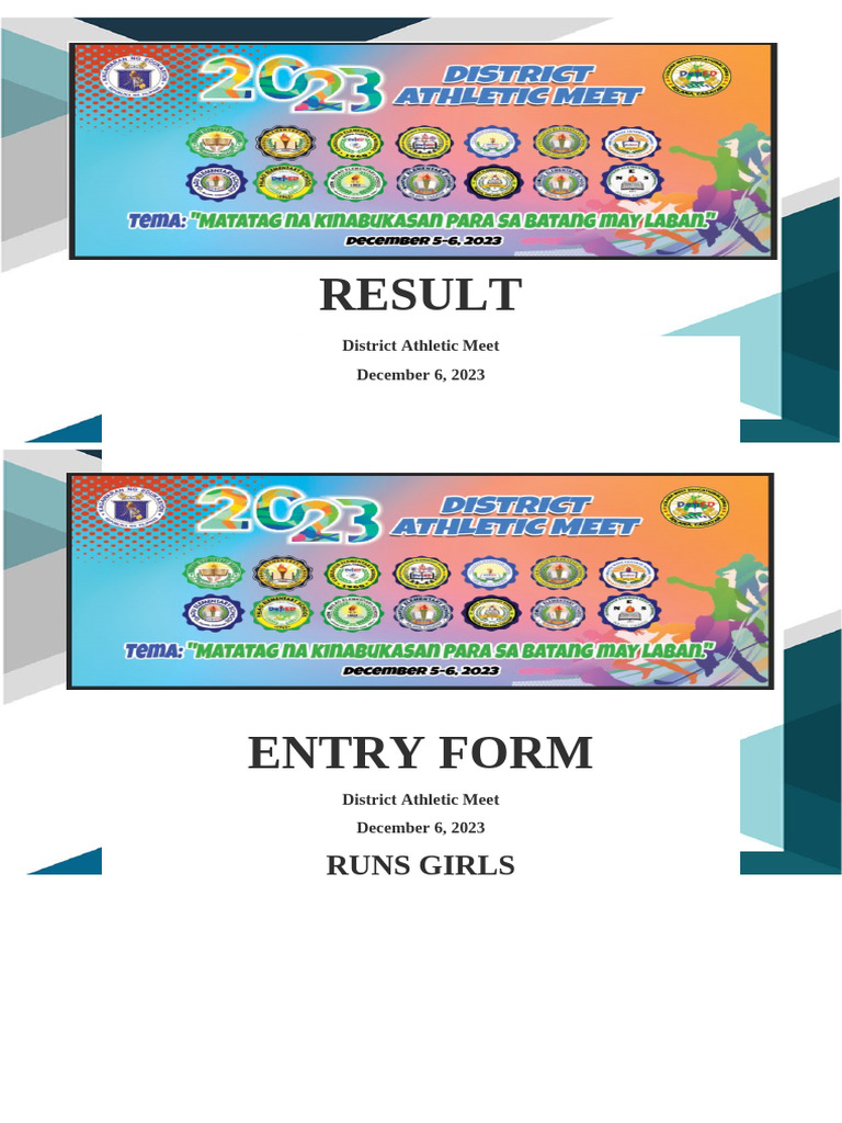 District Athletic Meet Entry Form | PDF