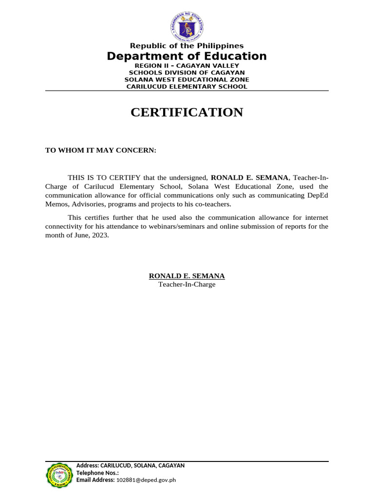 Certification Communication | PDF