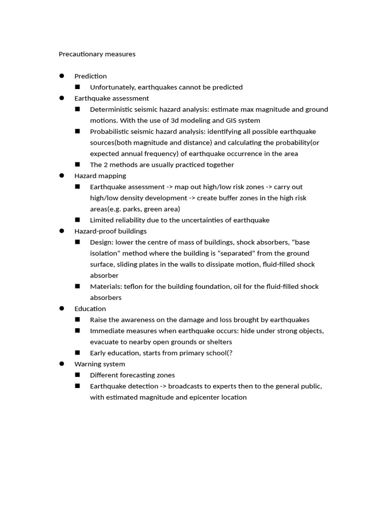 Earthquake Precautionary Measures Guide | PDF | Earthquakes | Seismology
